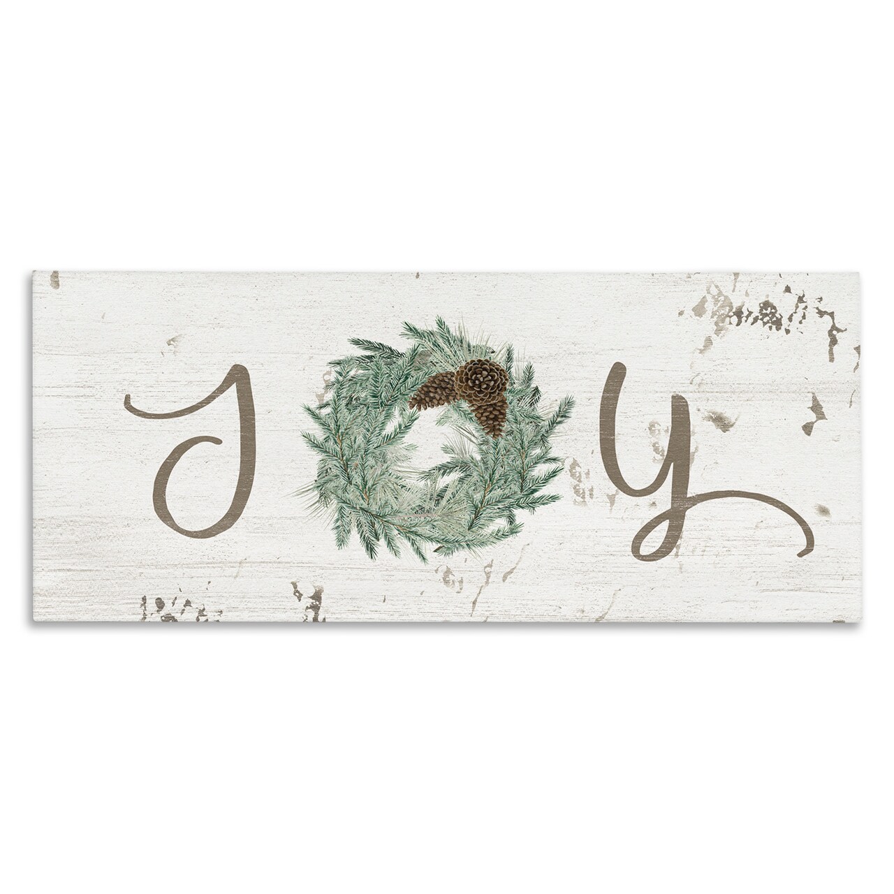 Stupell Industries Country Inspired Joy Wreath Canvas Wall Art